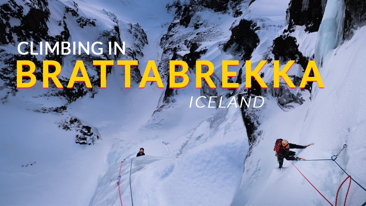 Ice Climbing Fun in Iceland - Kökuboð WI3+ in BrattaBrekka | February 2022 — Brattabrekka, Iceland — video poster