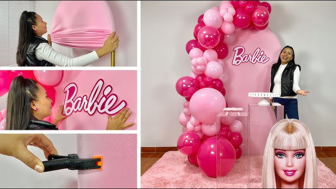 Fiesta temática BARBIE decoracion con globos y shimmer wall + caja de fotos  💅#barbie #diy #tutorial 