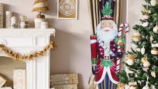 Fraser Hill Farm 2024 6-Ft. Metallic Santa Nutcracker Statue with LED Lights