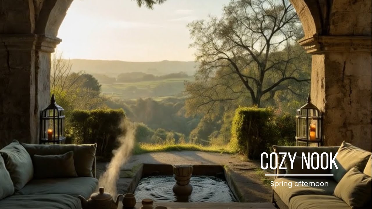 Ruined Monastery Lofi 🕊️ Ancient Fountain Ambience & Spring Jazz for Deep Focus & Inner Peace