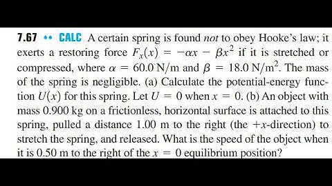 CALE A certain spring is found not to obey Hooke
