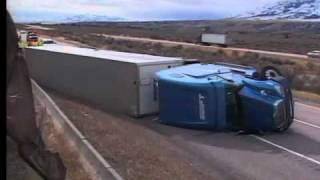 High Winds Cause Truck to Tip