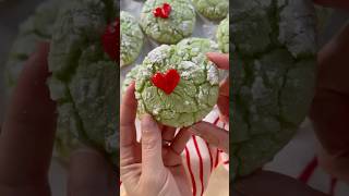 Soft Grinch Heart Pistachio Pudding And White Cake Mix Crinkle Cookies - Happy Bake Day