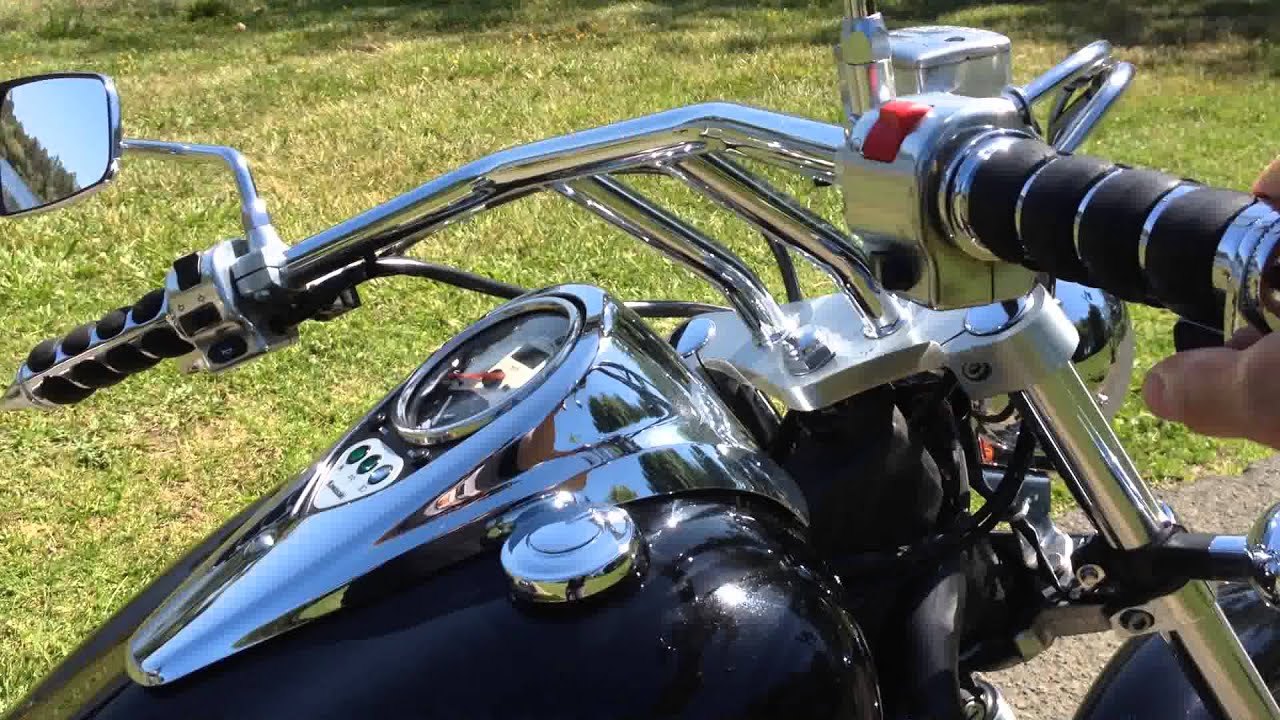 2008 Vulcan 900 Custom w/V&H Twin Slash Staggered Exhaust Pipes YouTube