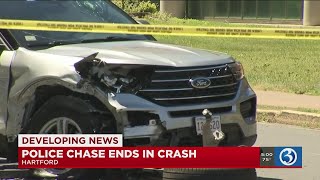Video: Hartford police chase leads to crash; linked to overnight homicide