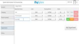 RingByName - Creating Departments in the RingByName Administration Panel