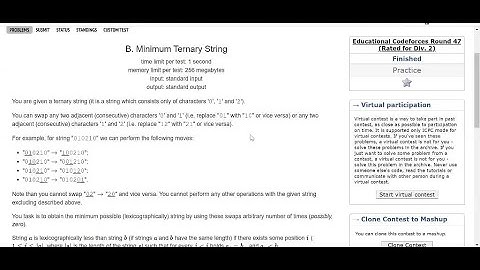 CF1009B - Div2 - Minimum Ternary String [Greedy] (Arabic)