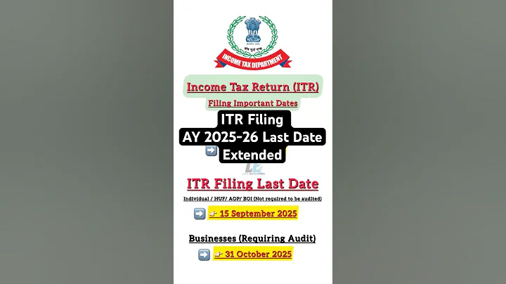 Income Tax Return ITR Filing Last Date | AY 2025-26 | Last Date Extended #incometaxreturnfiling