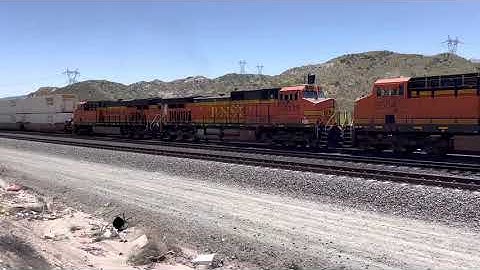 BNSF Domestic Stack Heading Up & East. Cajon Pass! California! 4KHDR
