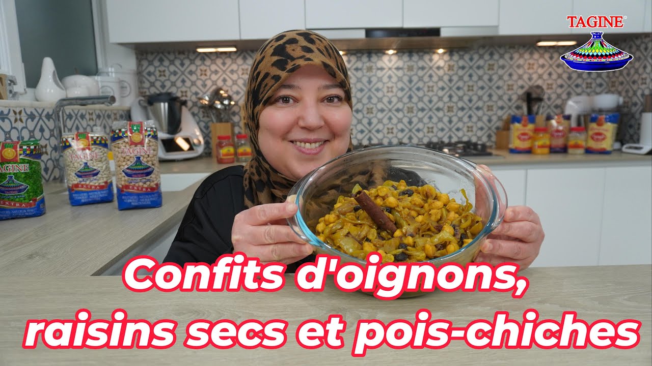 Confit d'oignons, raisins secs et de pois chiches