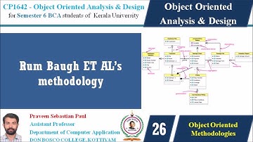 LECTURE 26 – OOAD –RUM BAUGH ET AL’S OBJECT MODELING TECHNIQUE - BCA SEM 6