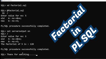 Factorial in PL SQL Programming | pl sql basic program | pl/sql factorial of given no