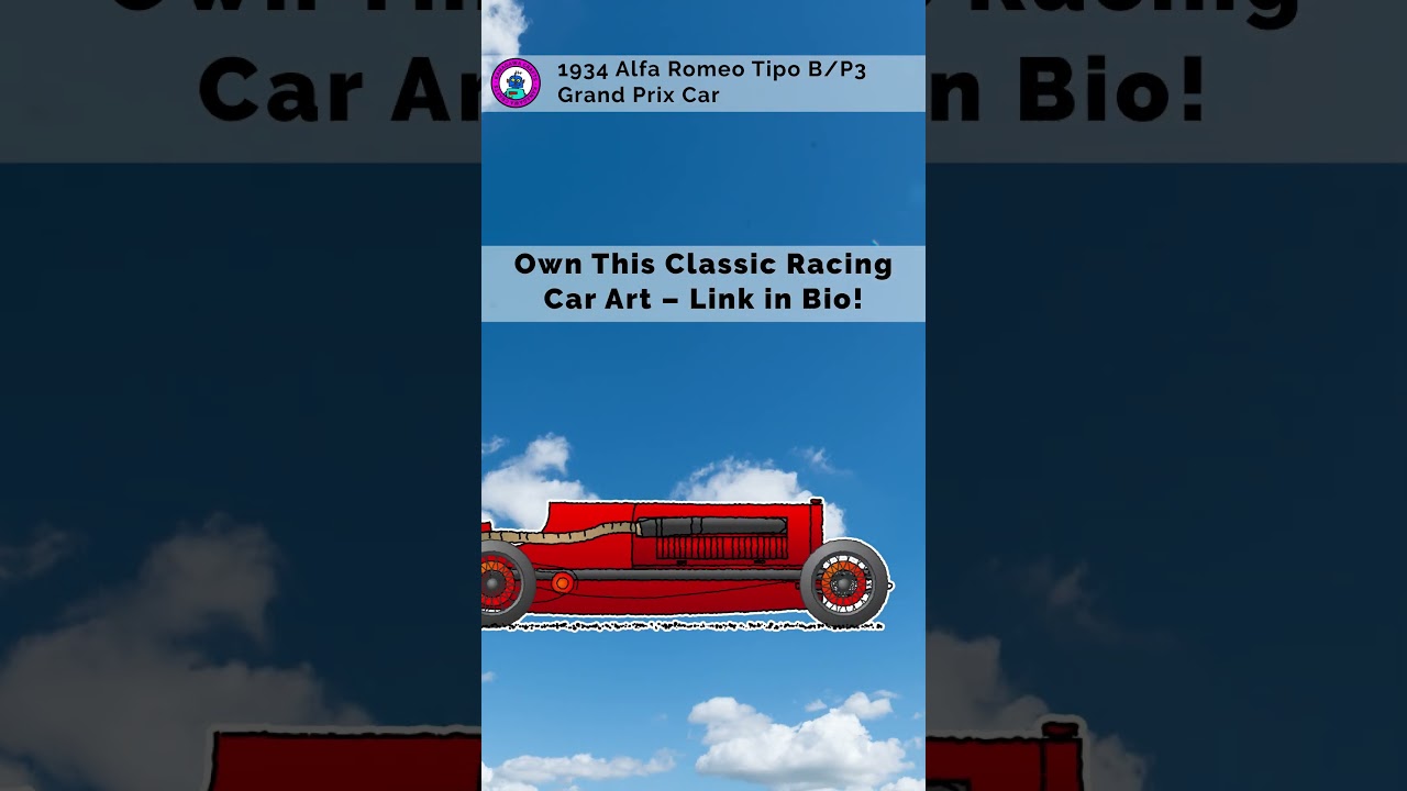1934 Alfa Romeo Tipo B/P3 – Classic Grand Prix Car Art | 
