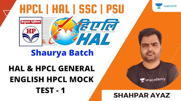 HAL & HPCL GENERAL ENGLISH HPCL MOCK TEST - 1  | RAC | FOR HPCL | HAL | ESE 2021 | Shahpar Ayaz