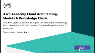 AWS Cloud Architecting Course || Module-6 Knowledge Check Answers