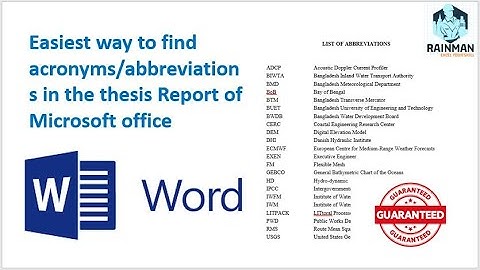 How to find abbreviations or acronyms in the report easily | Thesis formatting | Report