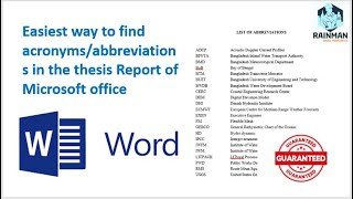 How to find abbreviations or acronyms in the report easily | Thesis formatting | Report