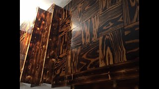DIY wood flooring torched plywood / Unique burned plywood Landing & Stairs