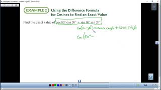 Precal 5 2 Sum and Difference Formulas