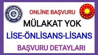 Yeni̇ Atamaonli̇ne Başvuru Li̇se-Önli̇sans-Li̇sans Mezunu Ege Üni̇versi̇tesi̇ Personel Alim Başvurusu Detay