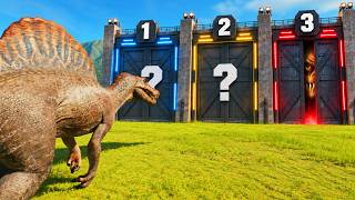 SPINOSAURUS vs PICK A DOOR CHALLENGE in JURASSIC WORLD EVOLUTION 3