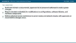 cmmcDIRECTED: CM.L2-3.4.5 Access Restrictions for Change (CMMC walk-through) Update