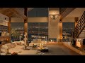 Cityscape serenity  night jazz in cozy living room  crafting a cozy haven for sleep and work