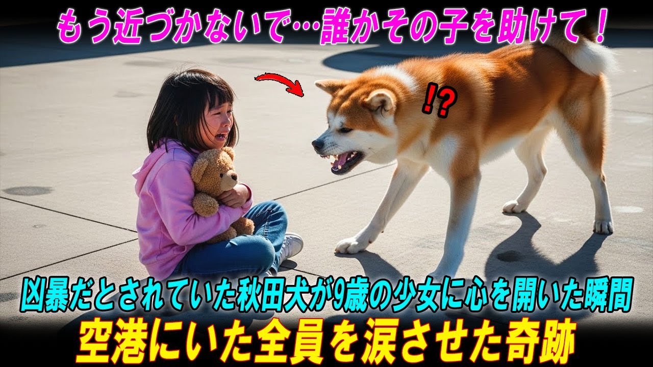 【奇跡の実話】 凶暴とされていた秋田犬が一人の少女に心を開いた瞬間──空港にいた全員を涙させた奇跡  #海外の感動話  #秋田犬 #海外の反応  #海外の話