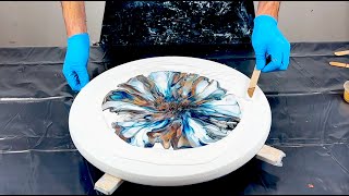 Making an End Table~Bloom Technique~Acrylic Pouring~Fluid Art~289