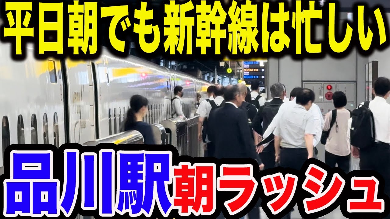 【新幹線も朝は5分間隔！？】新幹線通勤者が多い東海道新幹線品川駅の平日朝ラッシュを観察
