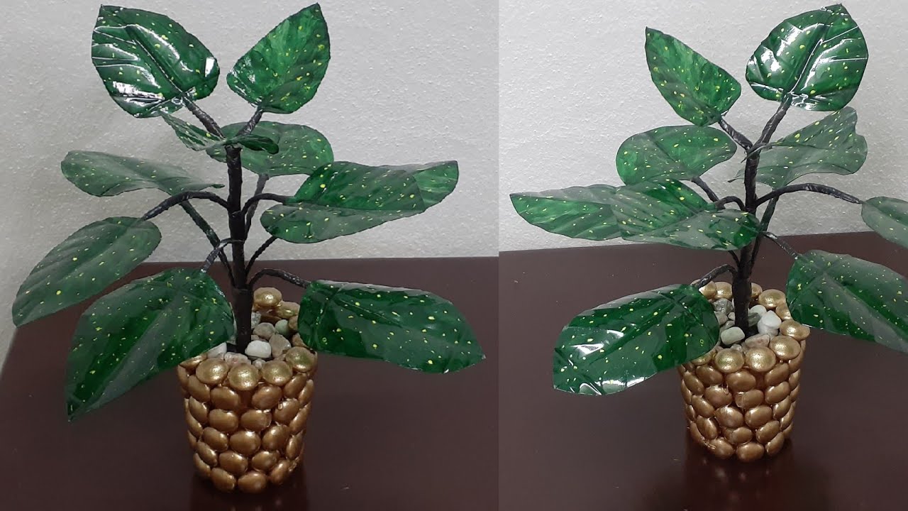 How to make mony plant with plastic bottlesDIY artificial plantDIY