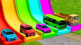 Flatbed Trailer Cars Transportation with Slide Color - Car vs Speed Bump vs Deep Water #6 - BeamNG screenshot 4