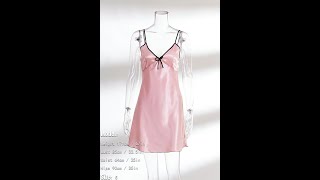 Girlmerry New 2 Colors Sling Satin Bow Decor Mini Ice Silk Nightdress Wholesale Ga003026