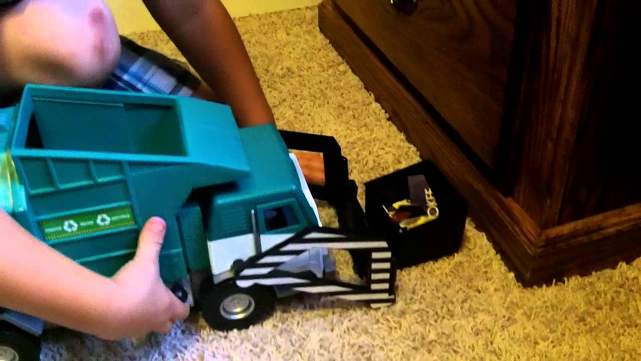 Toy Garbage Truck in action (Front Loader) YouTube