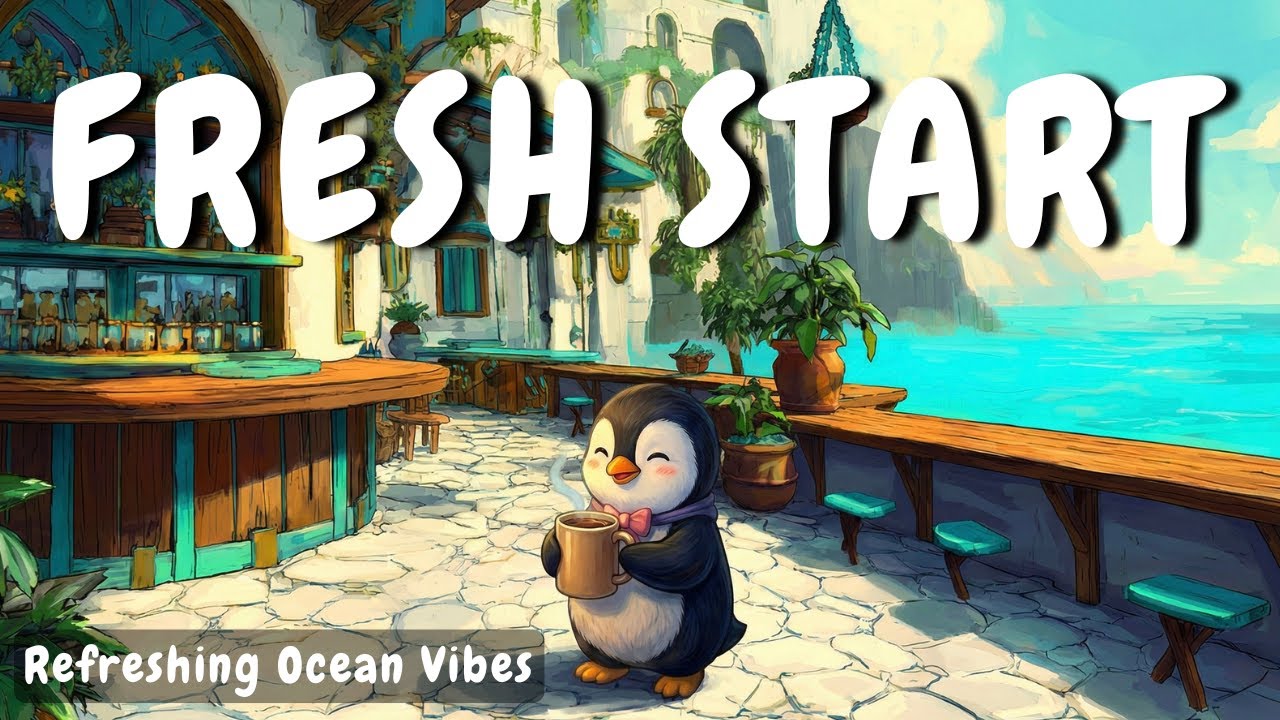 "Доброе утро!" Океан-кафе пингвина 🌊 Бодрая музыка для позитивного дня (3H)