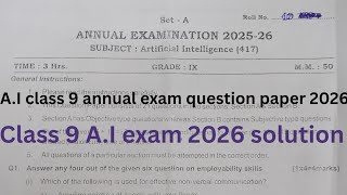 class 9 A.I  annual exam question paper 2026 | solution | class 9 A.I final exam question paper 202