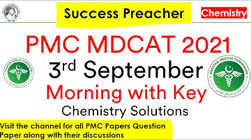 NMDCAT 2021 || 3rd September Morning Batch with Key || PMC NMDCAT 2021