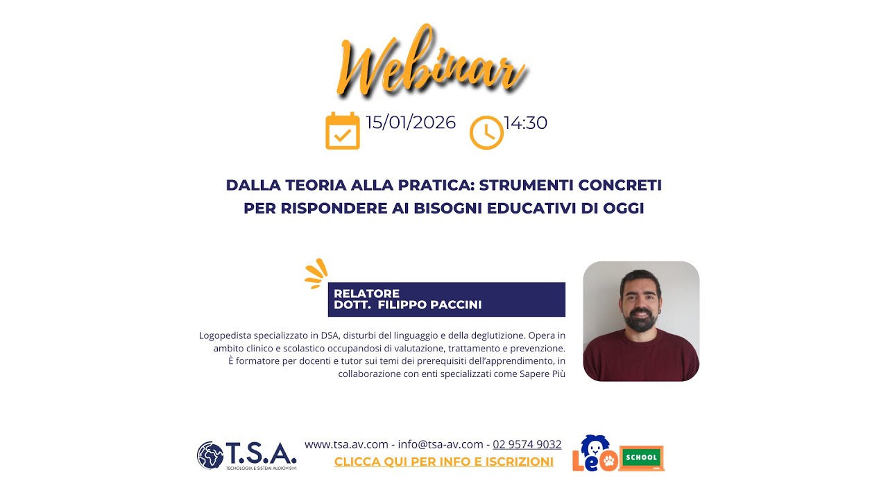 Webinar "Dalla teoria alla pratica: strumenti concreti per rispondere ai bisogni educativi di oggi"