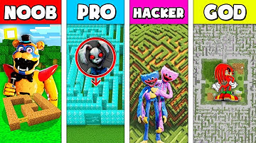 Minecraft Battle: NOOB vs PRO vs HACKER vs GOD: SCARY MAZE CHALLENGE HORROR Minecraft Animation