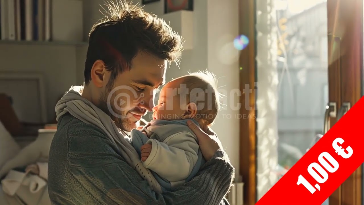 Father Holding Baby in Morning Light — Tender Family HD Stock Footage (1920x1080)