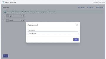 Gatsby Storefront main page quick setup