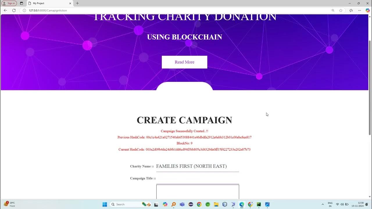 Tracking Charity Donation using Blockchain || Python || BlockChain ...