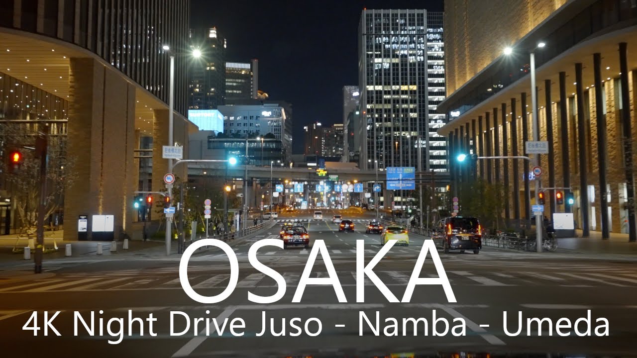 4K Osaka Night Drive 2021 Mido-suji & Yotsubashi-suji [Remake] / 大阪夜景ドライブ十三→御堂筋→四ツ橋筋