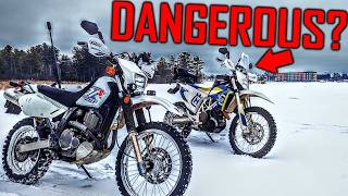 DR650 Schools 701 Enduro at Drifting on ICE! | Grip Studs Test