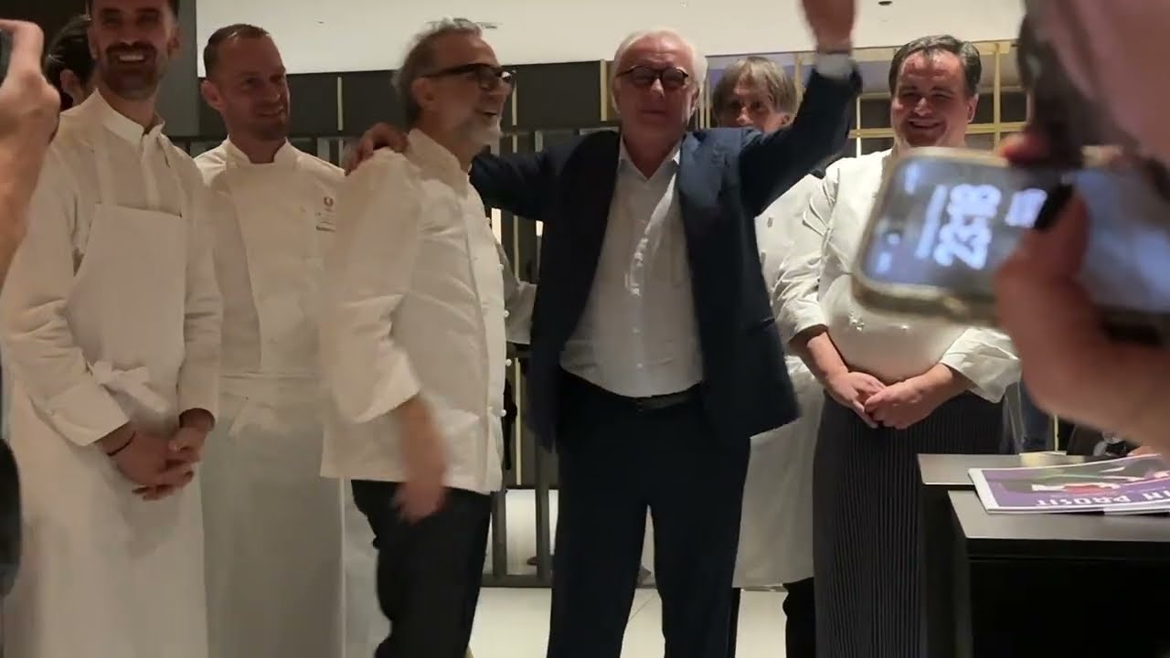 Tribute dinner to the great Alain Ducasse during Ein Prosit with speech by Massimo Bottura