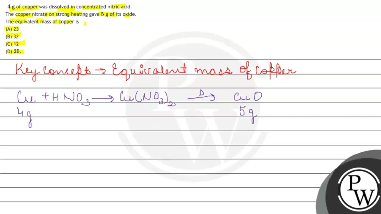Find equivalent mass of copper...... chemistry solved question📃