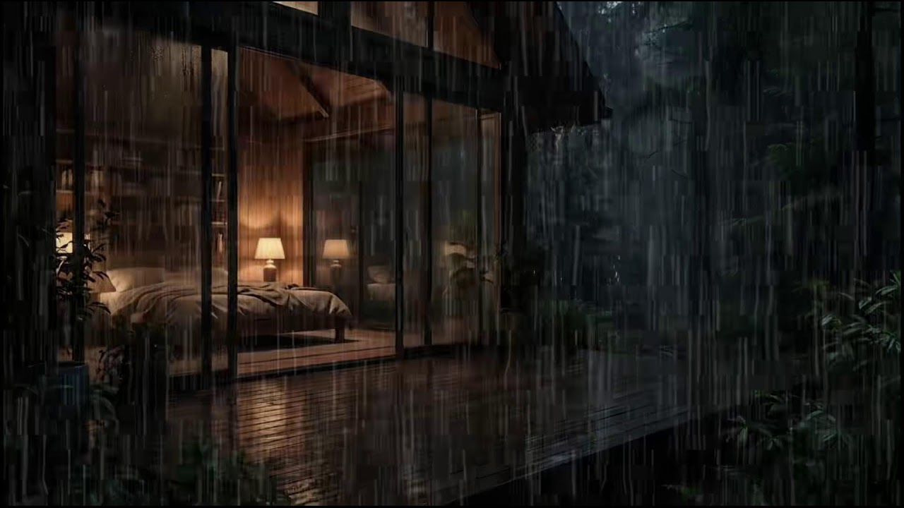 Rainy Night in a Forest Cabin 🌲 | Soft rain ambience with steady rain sounds for deep relaxation