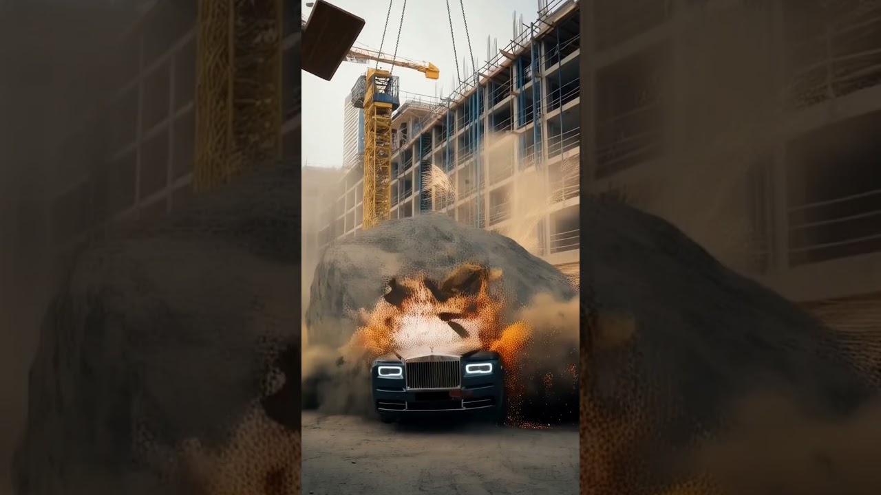 When Luxury Meets Destruction: Giant Rock Crushes a Rolls Royce