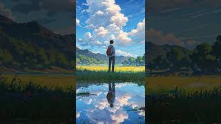 Man by the Lake | Peaceful Anime Scene Under a Cloudy Sky screenshot 4