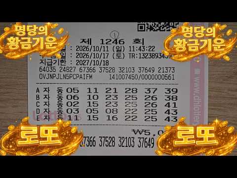 [제1246회 로또] 차 한 잔 드시며 편안하게 둘러보세요 🍵 명당의 황금 재물운 조합 6선
